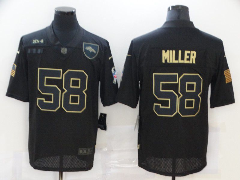 Men Denver Broncos #58 Miller Black gold lettering 2020 Nike NFL Jersey